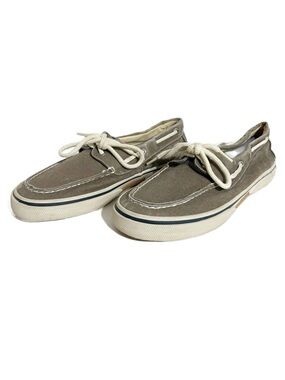 Sperry Topsiders Halyard Gray Washed Light Fade Canvas Lace Up Classic Boat Shoe